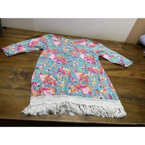 Lilly Pulitzer Alia Flamingo Size Medium Fringe Shift Dress Cover Up - Picture 13 of 14